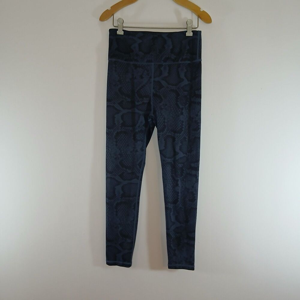 ALLFENIX Blue Python Print Leggings High Waisted Yoga Gym Athleisure